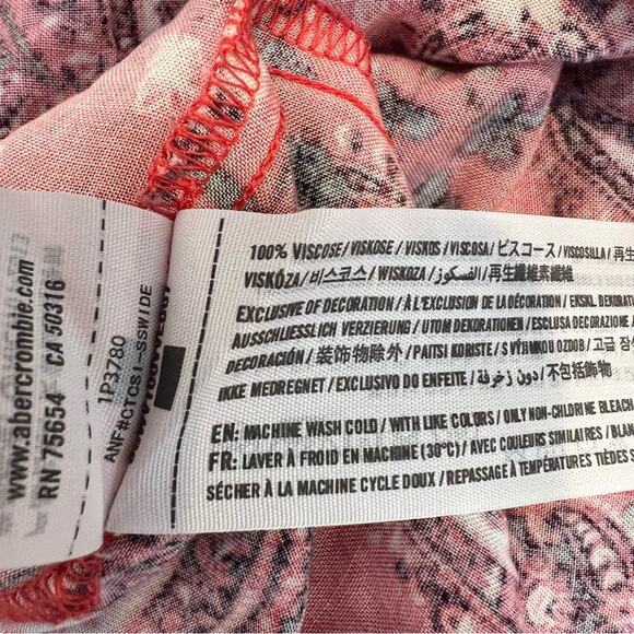 Abercrombie & Fitch paisley print long sleeve lace up romper red pink - Picture 5 of 5